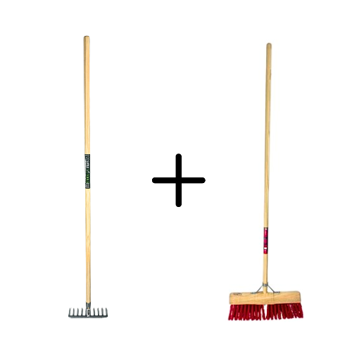 Tuinhark 10 Tanden verzinkt + Nylon Gemeente Straatbezem 45 cm