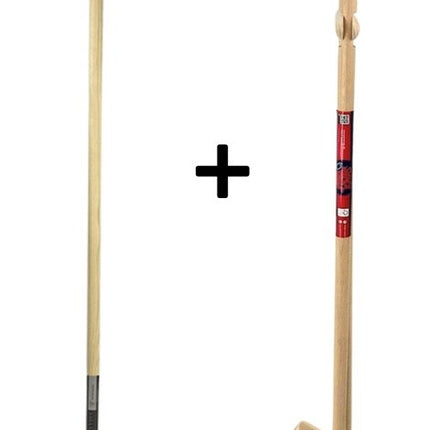 Balai doux, pelle et pelle à poussière avec long manche Kit de nettoyage - 97 cm - plumeau - Bois/métal - crin de cheval Balai de salle (30 cm) avec manche 120 cm - Kit combiné - Kit de nettoyage complet pour espaces intérieurs