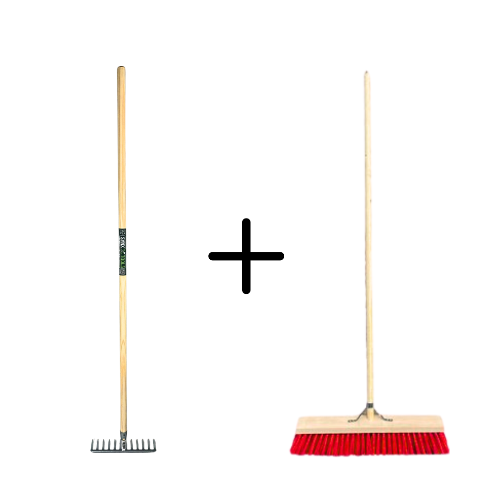 Tuinhark 8 Tanden verzinkt + Nylon Straatbezem 50 cm