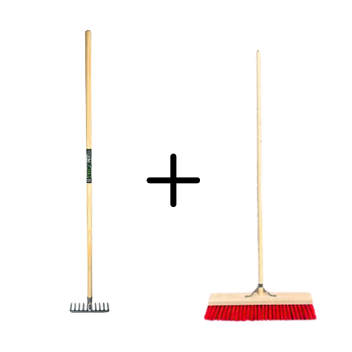 Tuinhark 10 Tanden verzinkt + Nylon Straatbezem 50 cm