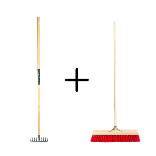 Tuinhark 10 Tanden verzinkt + Nylon Straatbezem 50 cm
