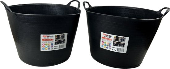 2 pièces seau flexible/panier à linge rond bleu 43 litres - Paniers de rangement