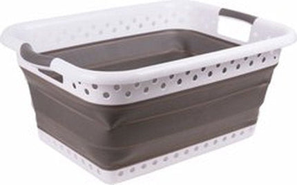Grijze siliconen opvouwbare wasmand 39 liter
