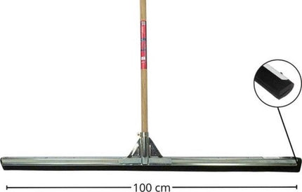 Synx Tools Balai doux en coco 90 cm & Racloir 100 cm - Balai avec manche 160 cm - Poils de coco - Racloir avec manche 150 cm - Bordure anti-éclaboussures