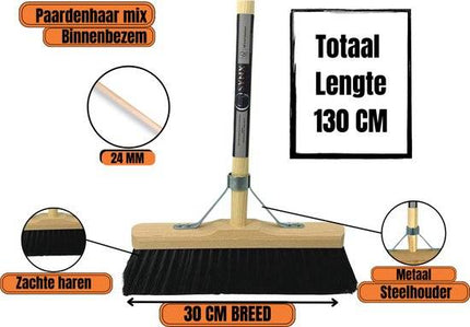 Balai Synx en crin de cheval 30 cm - Balais doux - Manche 130 cm