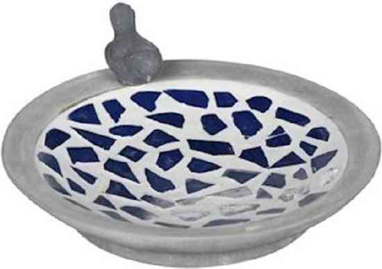 Bain d'oiseaux rond avec mosaïque Tuinplus - Bain d'oiseaux