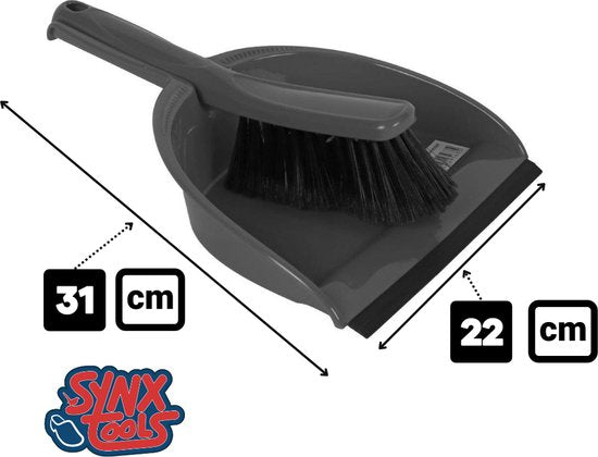 Synx Tools stoffer en blik grijs 31 cm en 22 cm