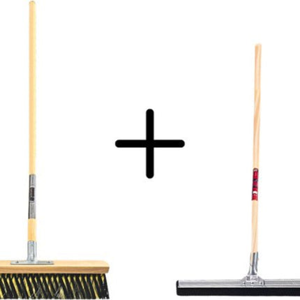 Synx Tools Binnenbezem 40cm La Crema + Vloertrekker 35cm met Steel 120cm