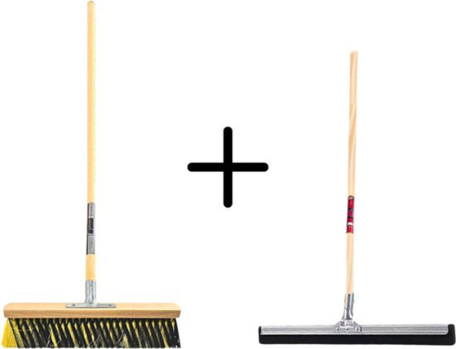 Synx Tools Binnenbezem 40cm La Crema + Vloertrekker 35cm met Steel 120cm