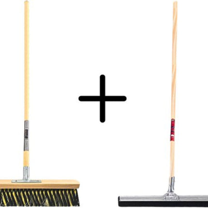Binnenbezem 40cm La Crema + Vloertrekker 45cm met Steel 150cm