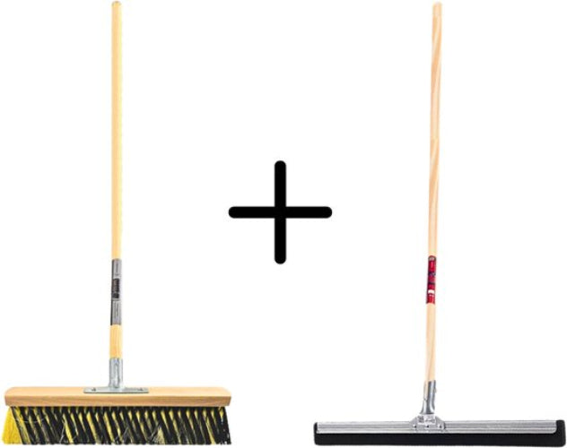 Binnenbezem 40cm La Crema + Vloertrekker 45cm met Steel 150cm