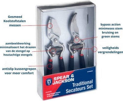Spear & Jackson Sécateur 2 pièces - sécateur - Sécateurs - sécateur à fleurs - taille-haie -
