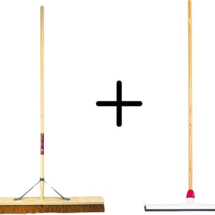 Coco Binnenbezem 90cm + Vloertrekker Kunststof 55cm met Steel 150cm