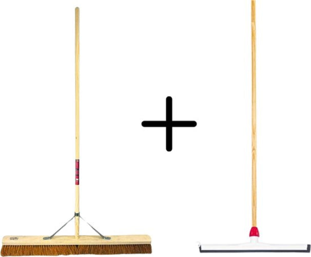Coco Binnenbezem 90cm + Vloertrekker Kunststof 55cm met Steel 150cm