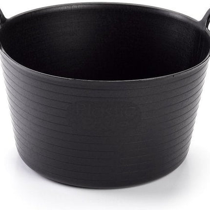 Flexibele zwarte emmer 56 liter met handgrepen