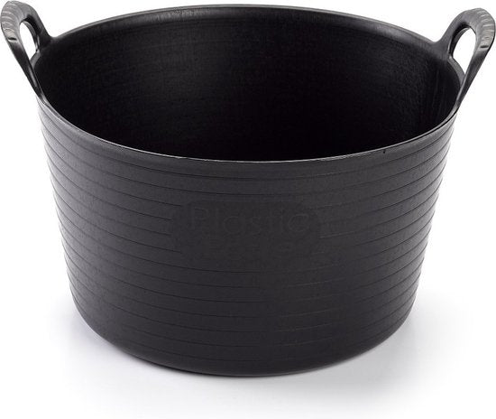 Flexibele zwarte emmer 56 liter met handgrepen