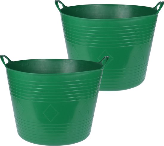 2 pièces seau flexible/panier à linge rond bleu 43 litres - Paniers de rangement