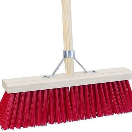 Balai de rue Synx Tools en nylon rouge 50 cm - Avec manche de 160 cm