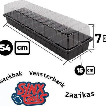 Synx Tools Bac à semis Appui de fenêtre Bac potager Noir