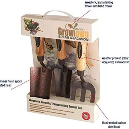 Synx Tools Couteau à joints en acier inoxydable + Spear & Jackson Elements Set cadeau 3 pièces - set d'outils de jardinage - pour homme et femme - grattoir à joints avec manche 150 cm