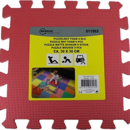 Rode puzzelmat foam 9 stuks 30x30 cm verpakking