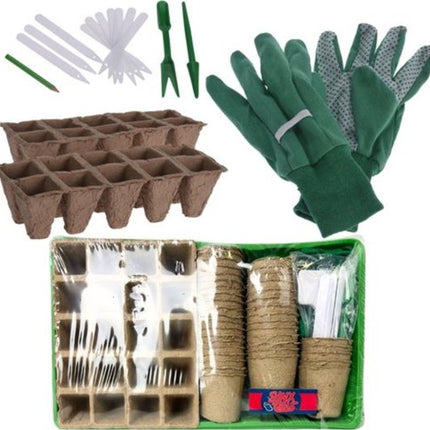 Synx Tools 68-delige kweekbak set met handschoenen en zaaihulpmiddelen