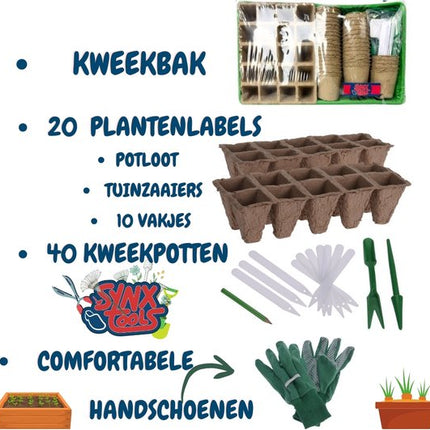 Kweekbak set met 20 plantenlabels en 40 kweekpotten