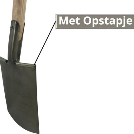 Spade met opstapje en essenhout steel