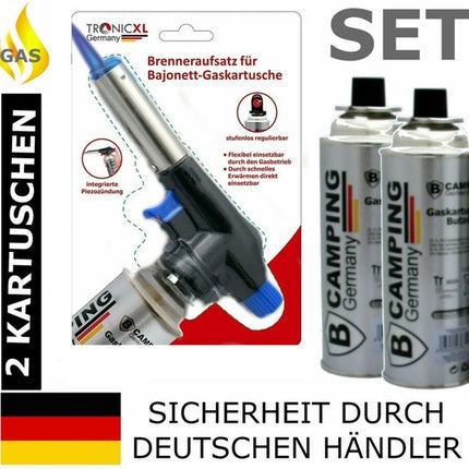 Set van TronicXL branderopzetstuk en twee gascartridges