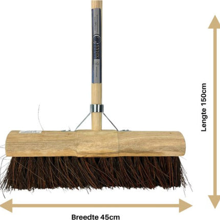 Prof Gemeente Bezem 45 cm incl. Steel 150 cm - Straatbezem / Stadsbezem - Harde natuurvezels - Tuinbezem