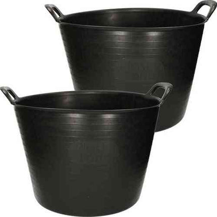 2 seaux/paniers à linge souples noirs 42 litres - Rangement et paniers à linge