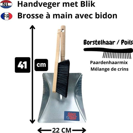 Balayette et pelle en métal noir Balayette et pelle - Mélange de crin de cheval Synx Tools - Balayette et pelle