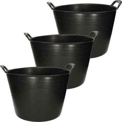 3 seaux/paniers à linge souples noirs 42 litres Paniers à linge