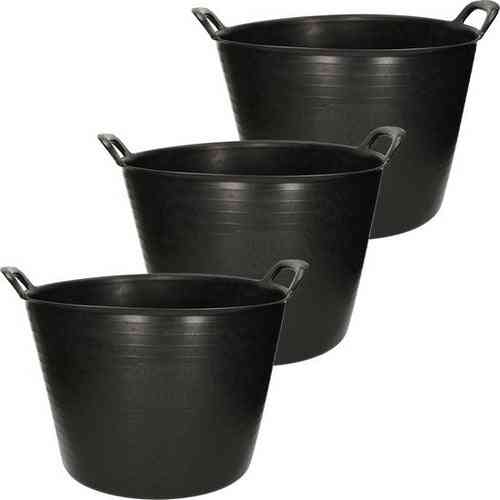 3 seaux/paniers à linge souples noirs 42 litres Paniers à linge