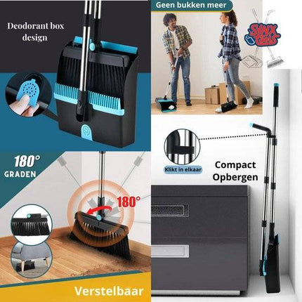 geen bukken meer,klik in elkaar compact opbergen mogelijk,180 graden draaibaar,met deodorant box