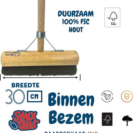 Zachte Bezem Los Paardenhaar | Zaalveger | 30-40-50-60-80-100 Cm Breed |Zaalbezem