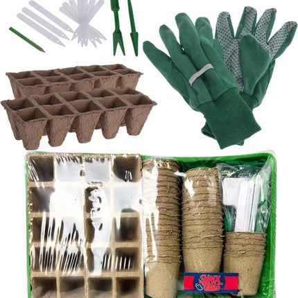 Complete kweekbak set met handschoenen en plantlabels
