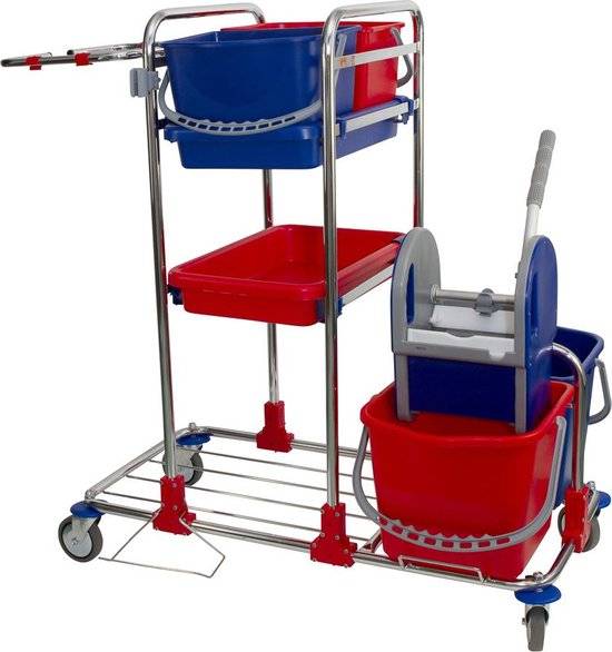 Synx Tools Chariot de nettoyage chromé - Roues - Chariot système