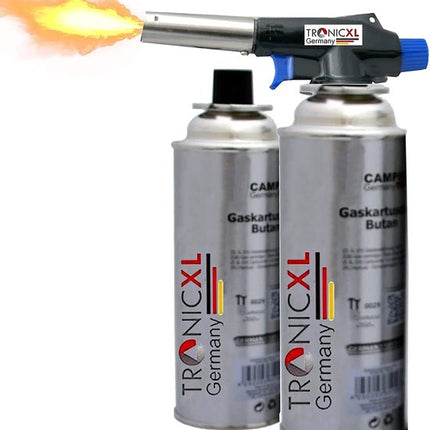 TronicXL gasbrander met vlam en gaspatronen