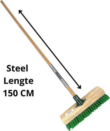 schrobbezem tegelborstel met steel 150cm