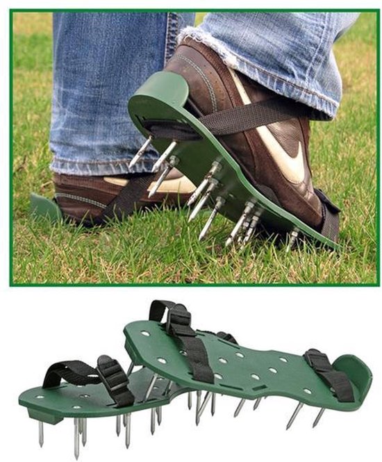 Gazonpriksandalen op gras voor beluchting