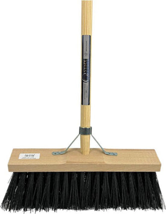 Synx Tool bezem Nylon Straatbezem Zwart 40cm - bezem buiten - Bezems - Tuinbezem - Kunststof haren - Bezem met steel 150 cm - Schrobborstels - Buitenbezem