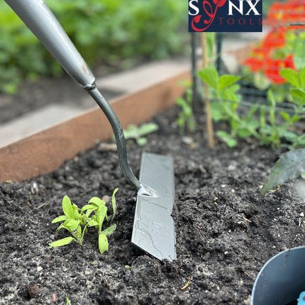 Synx Tools Sarcloir droit 22 cm avec manche 160 cm + Râteau de jardin 3 dents avec manche 150 cm