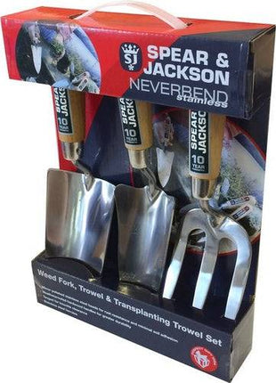 Spear & Jackson set de jardinage en acier inoxydable poli 3 pièces - set d'outils de jardinage - 3 pièces - Set de jardinage - Outils de jardinage - Pelle de jardin