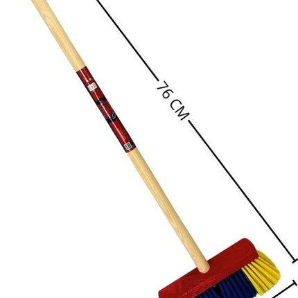 Synx Tools Kinderbezem Geel/blauw set 3 delig- Bezems - Buitenspeelgoed / Speelgoed - tuinierspeelgoed - Schepjes - Kinderen - Totale lengte 76cm