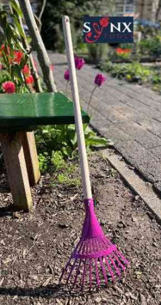 Synx Tools Râteau à feuilles pour enfants - Jouets d'extérieur - Manche inclus