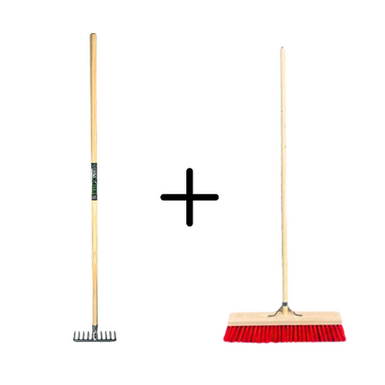 Tuinhark 10 Tanden verzinkt + Nylon Straatbezem 60 cm