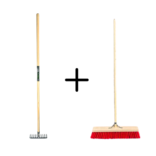 Tuinhark 10 Tanden verzinkt + Nylon Straatbezem 60 cm