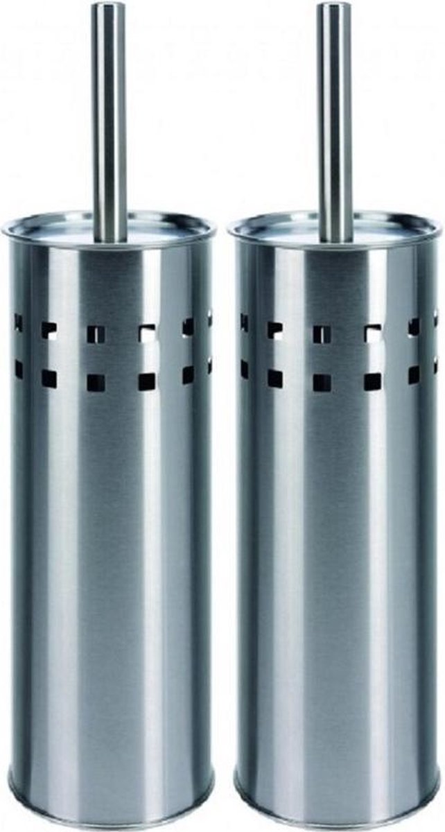 Set van 2 RVS wc-borstelhouders 39 cm hoog
