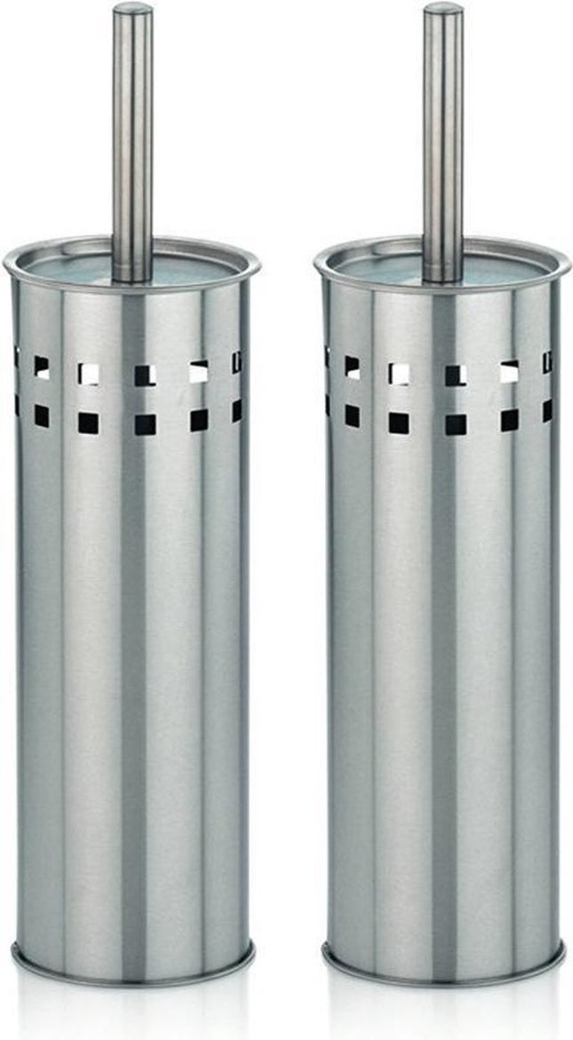 Premium 2x Brosse de toilettes en acier inoxydable avec support Set + bac de rangement gratuit